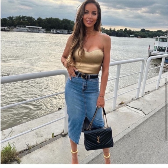 Zara Gold KNIT BUSTIER TOP - Picture 9 of 16